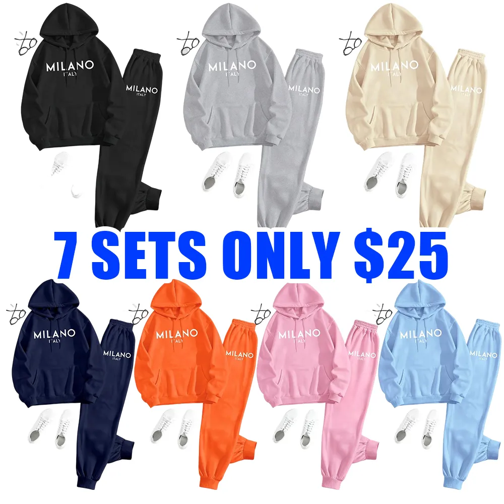 Women’s Printed Hoodie & Drawstring Sweatpants Set