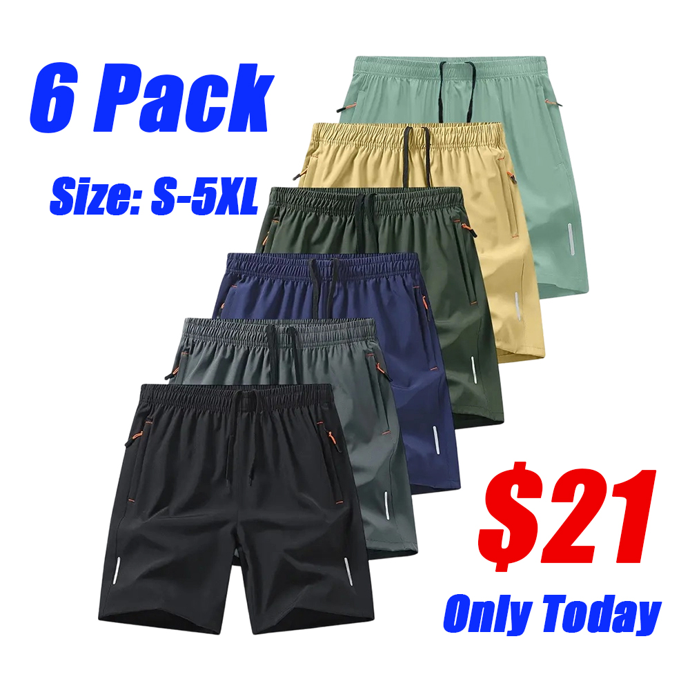Men's zipper pocket shorts, summer ice silk beach shorts, ice-sense quick-dry sports casual pants
