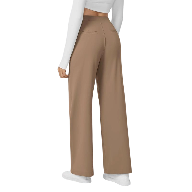 Women High Waisted Pocket Straight Leg Work Pants