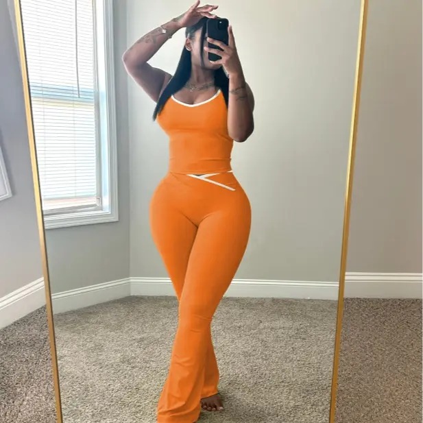 Women’s Colorblock Sleeveless Tank & Flared Pants Set