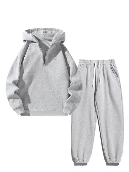 Unisex Zipper Hoodie & Sweatpants Set – Casual Fall Winter Outfit