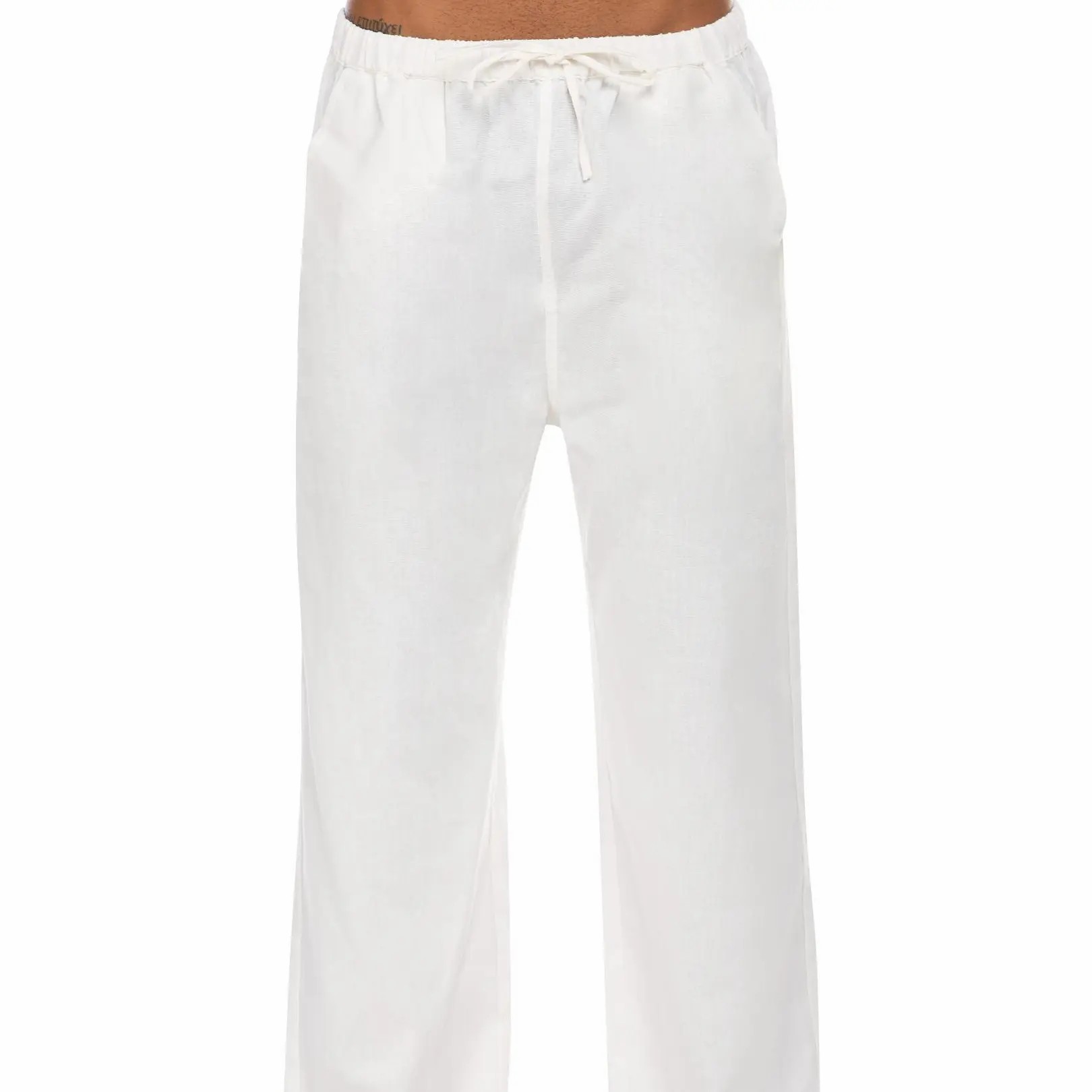 New York Fashion Week Linen Yoga Elastic Beach Vacation Pants Cotton Fabric Bottom