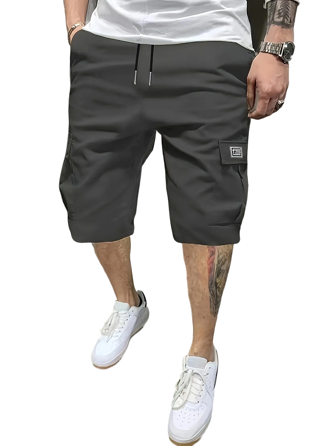 Men's Casual Shorts Set with Slanted Pockets