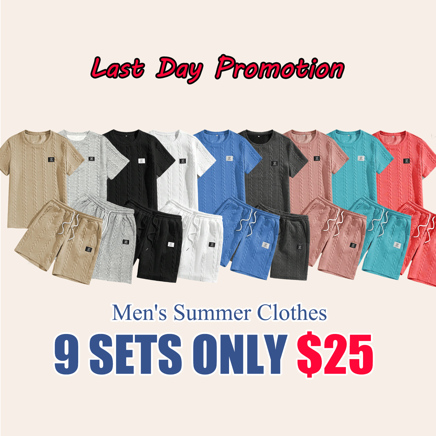 🔥🔥Men’s Casual T-Shirt & Drawstring Shorts Set (Regular Fit)