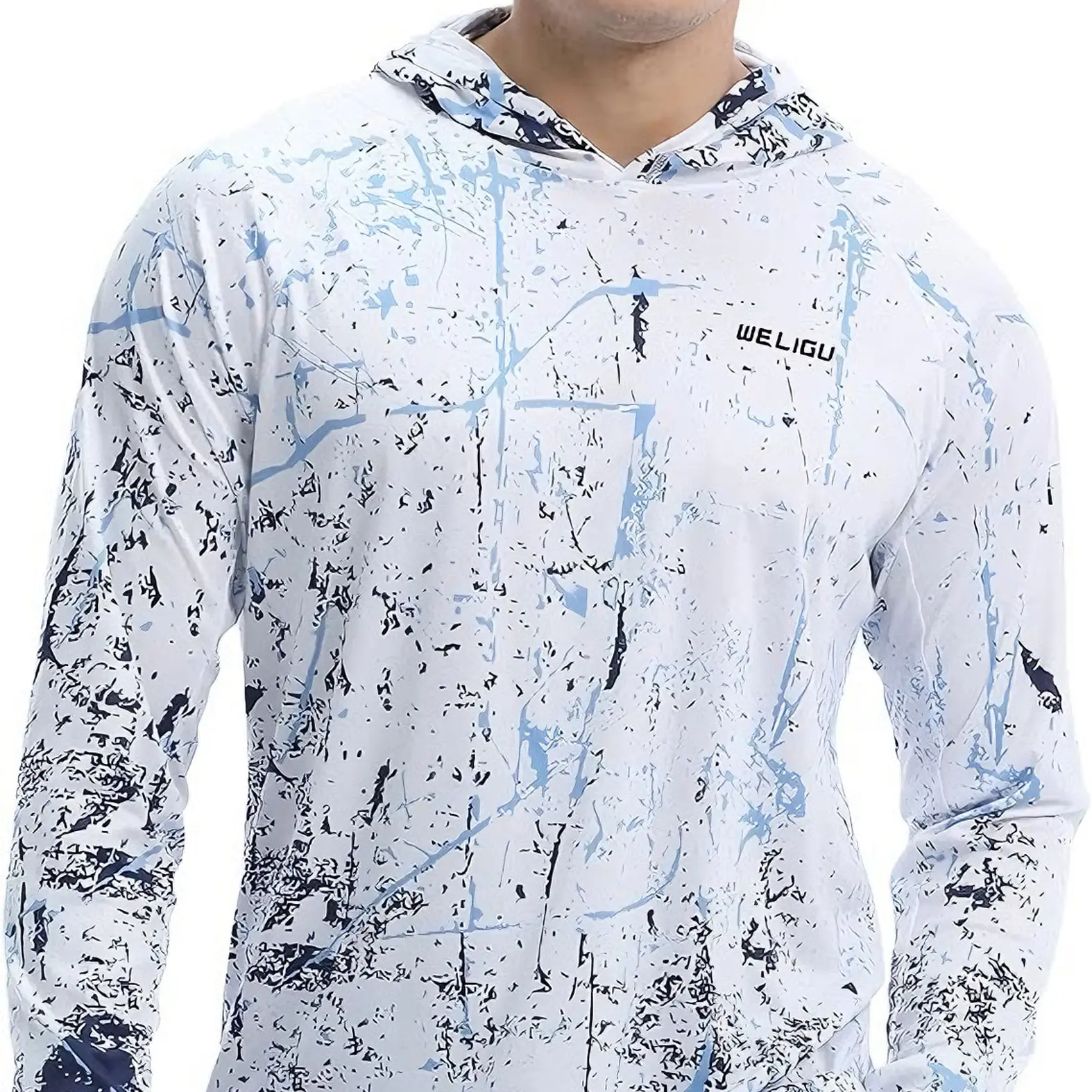 Men's UPF 50+ Sun Protection Hoodie Shirt Long Sleeve SPF Fishing Outdoor UV Hiking Lightweight Shirts