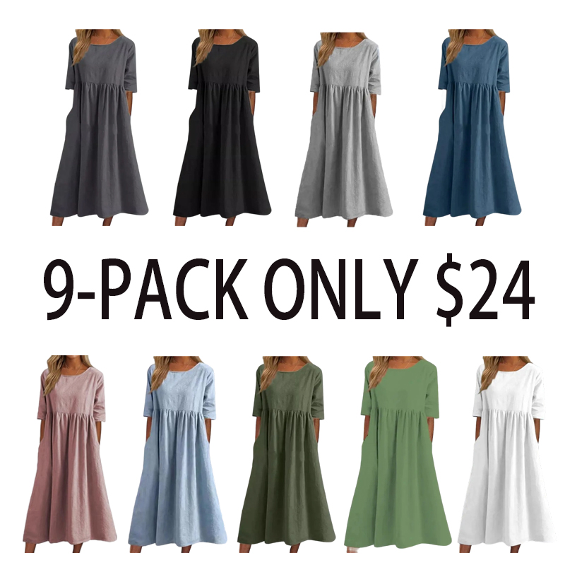 Breezy Cotton-Linen Pocket Dress for Women