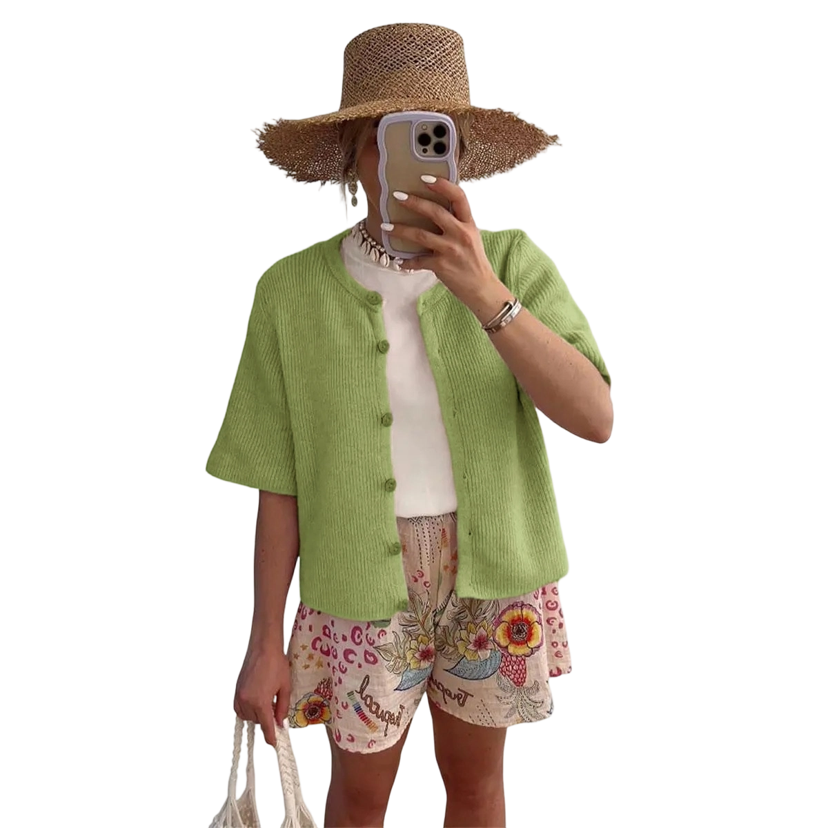 Women's Lightweight Short Sleeve Cardigan Soft Ribbed Knit Button Down Layering Top