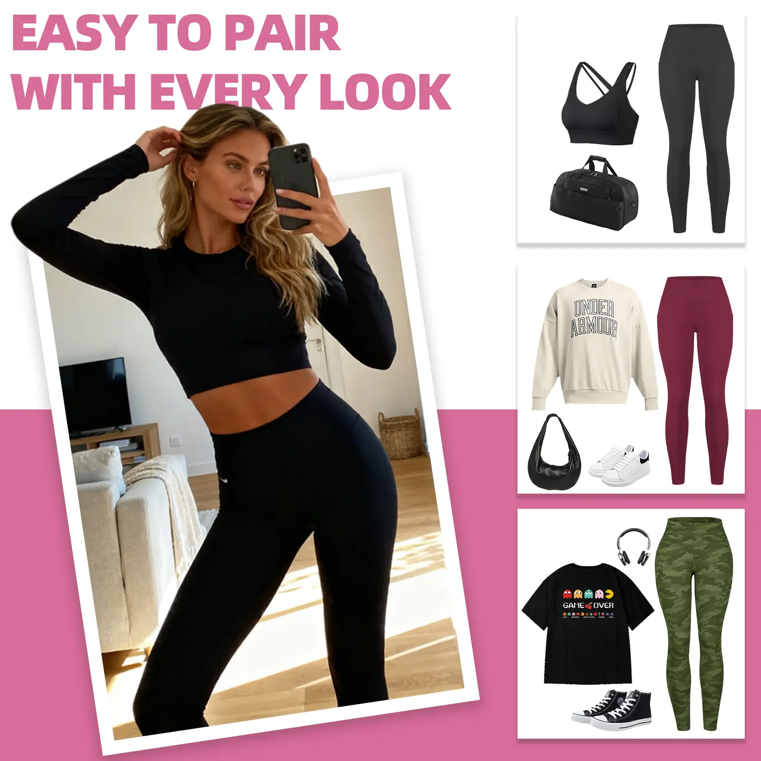 6-PACK High Waist Pants With Pockets Running Yoga Leggings for Women Leggings with Pockets