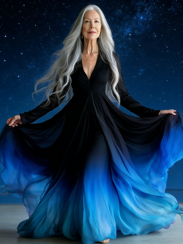 Embroidered Retro Loose Embroidered Printed Contrast Color Dress6414