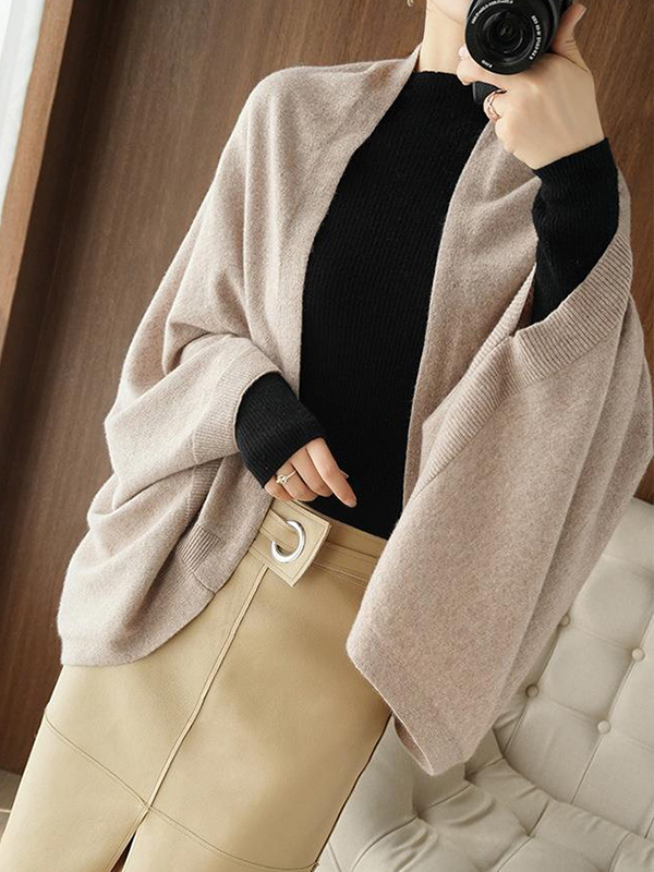 Casual Loose Solid Color Shawl&Cloak