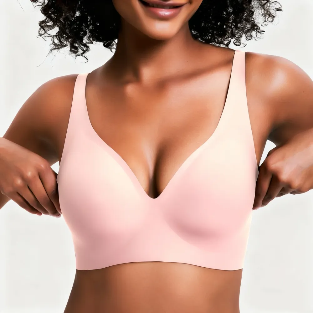 Womens Comfortable Wireless Bras Push Up Bralettes Seamless Tshirts Bras Deep V Everyday Bras