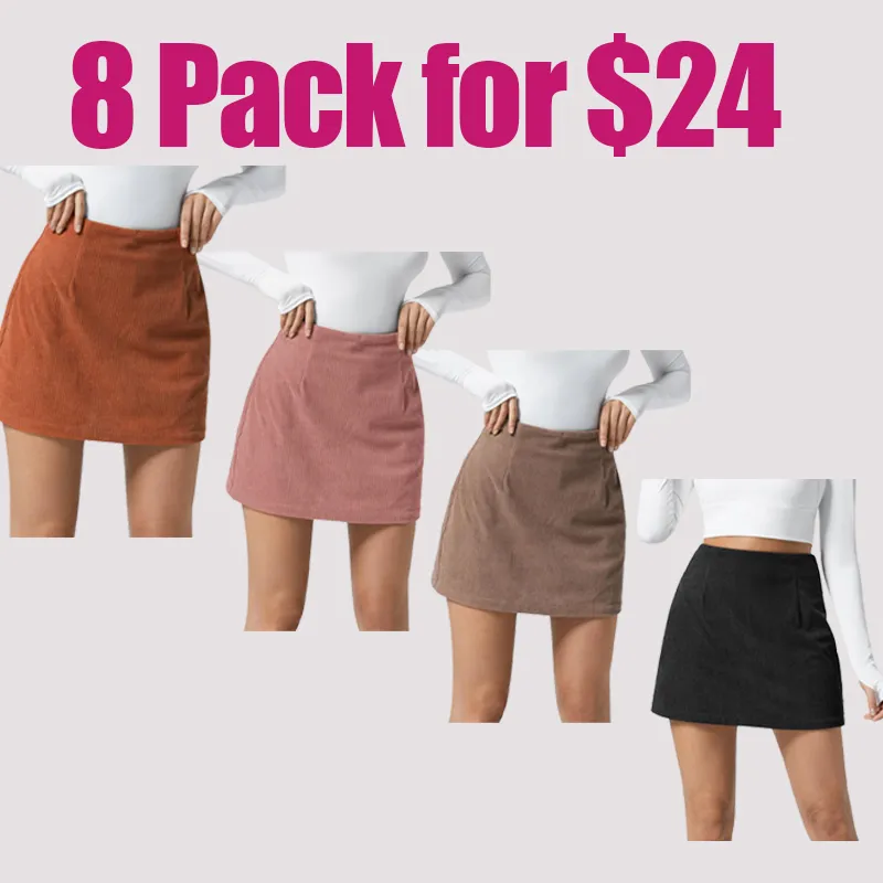 High Waisted Invisible Zipper 2-in-1 Mini A-line Corduroy Casual Skirt