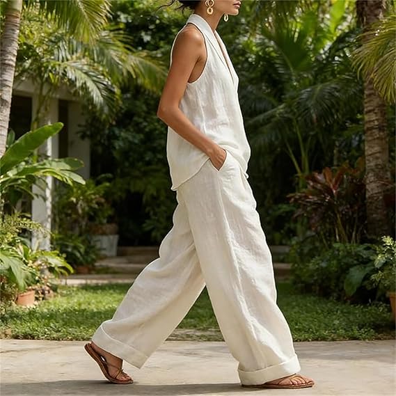 Women's Boho Linen Two-Piece Set