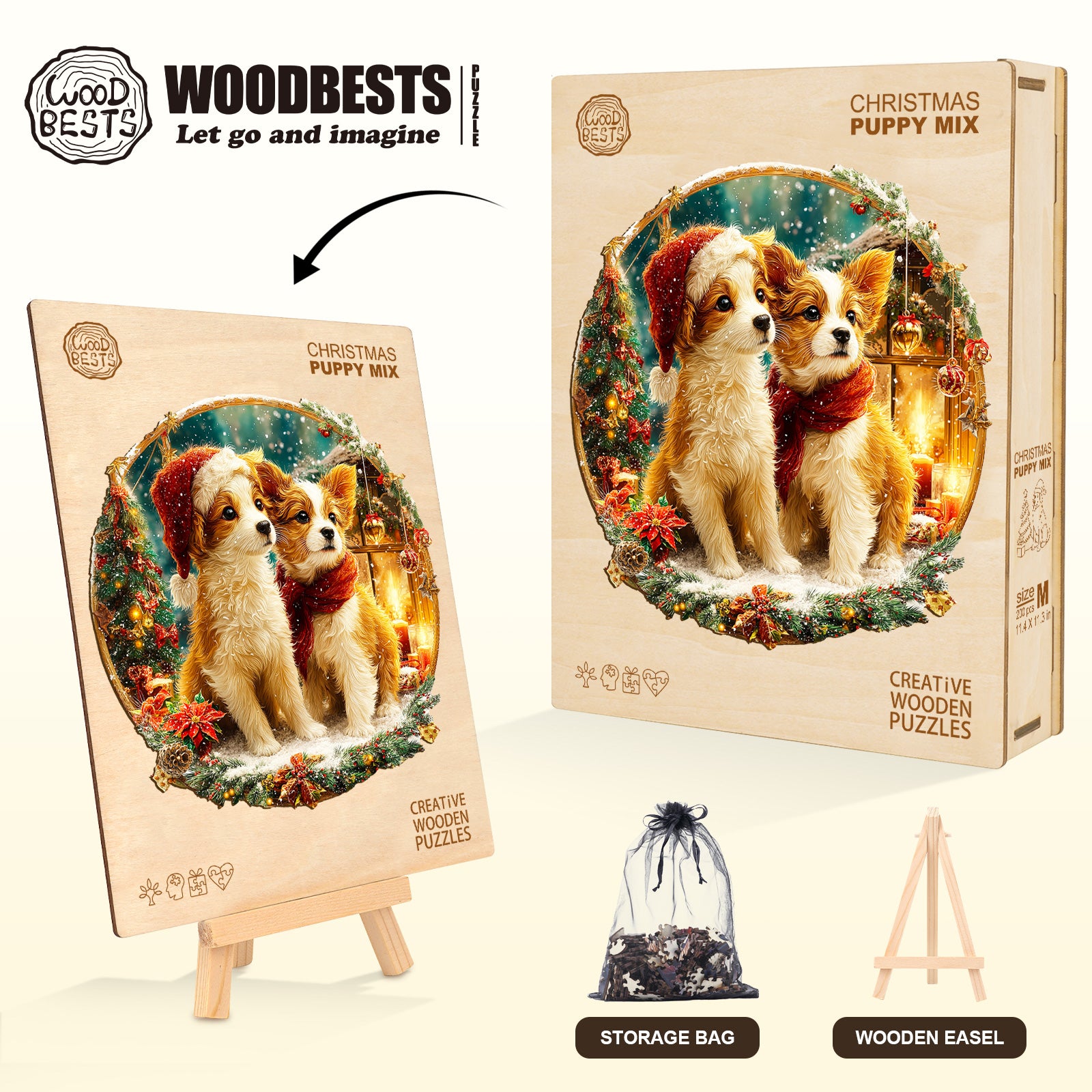 Christmas Puppy Mix Wooden Jigsaw Puzzle