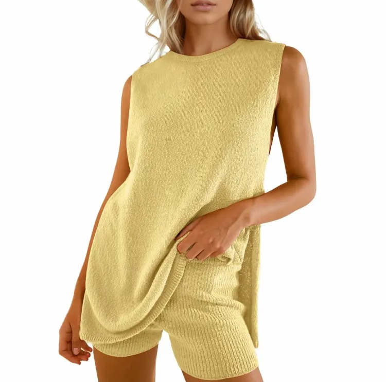 Women's Knit 2 Piece Summer Set – Tunic Top & Shorts
