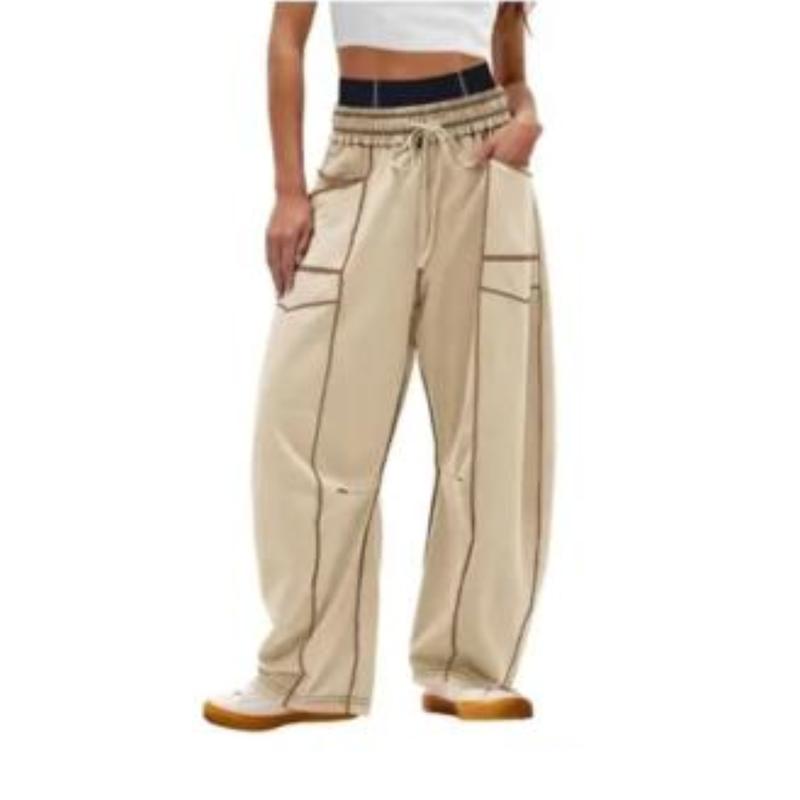 Women's Wide Leg Lounge Pants - Soft Drawstring Palazzo Pants with Pockets