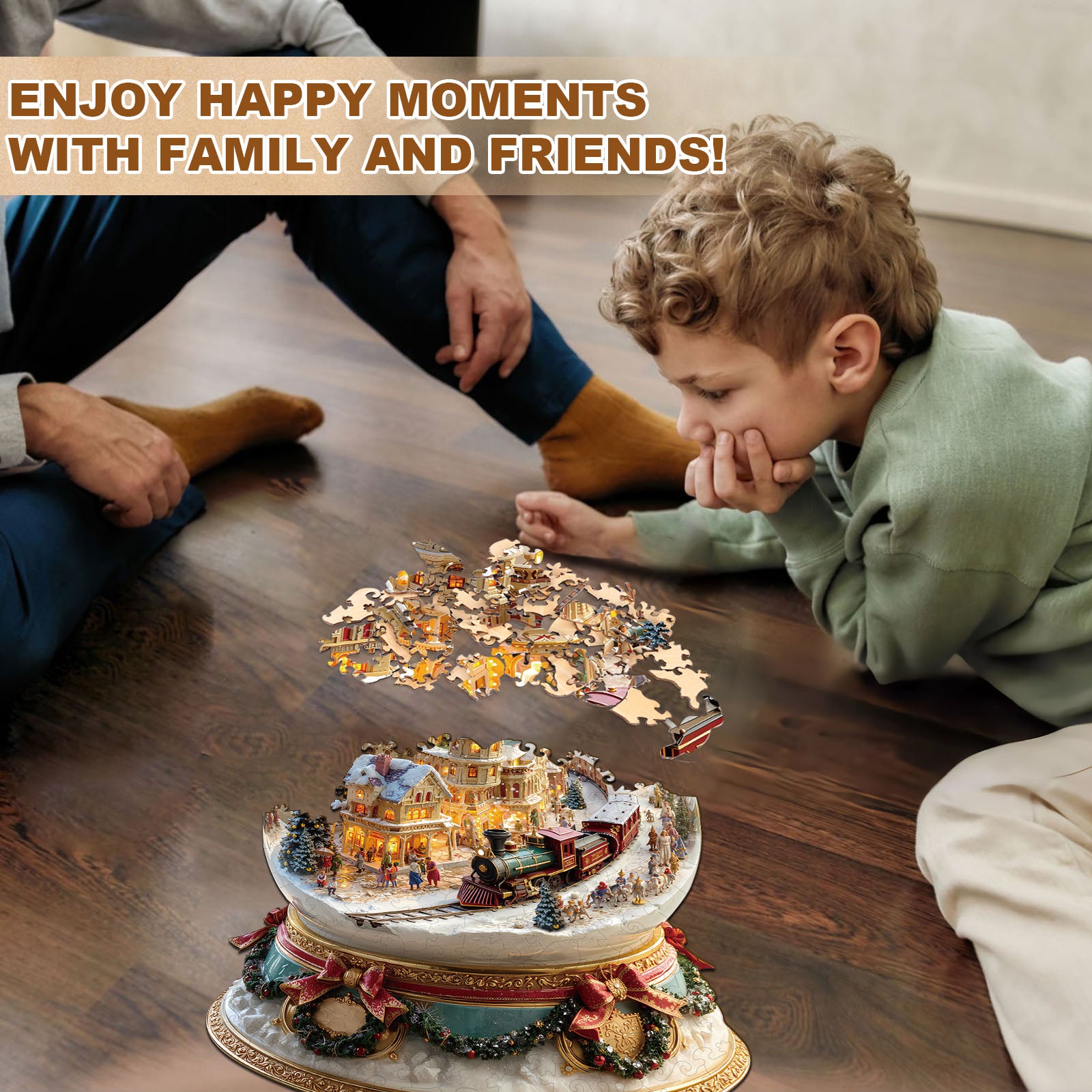 Christmas Crystal Train Wooden Jigsaw Puzzle