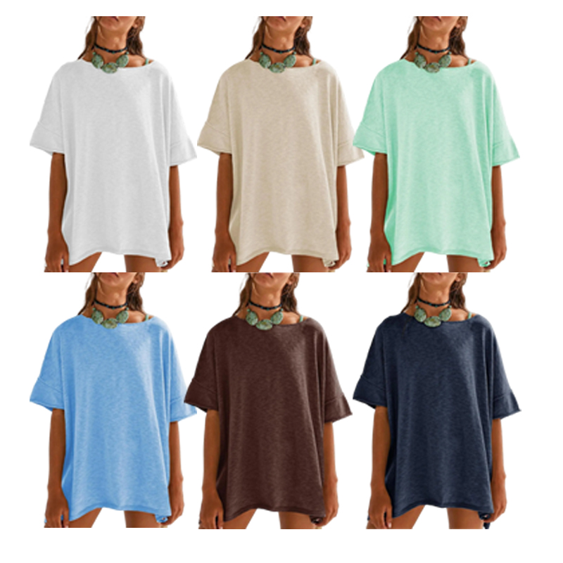 Casual Short Sleeve Blouse with Side Slits