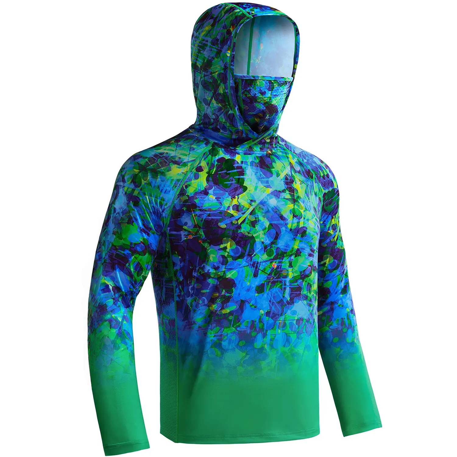 Sun Hoodie Shirts w/ Mask Neck Gaiter Men UPF 50+ UV Protection Long Sleeve