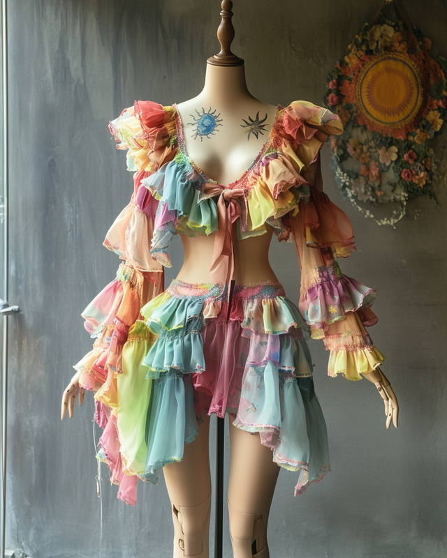 Sexy Elegant Ruffle Top + Skirt Two-Piece Swimsuit  d250