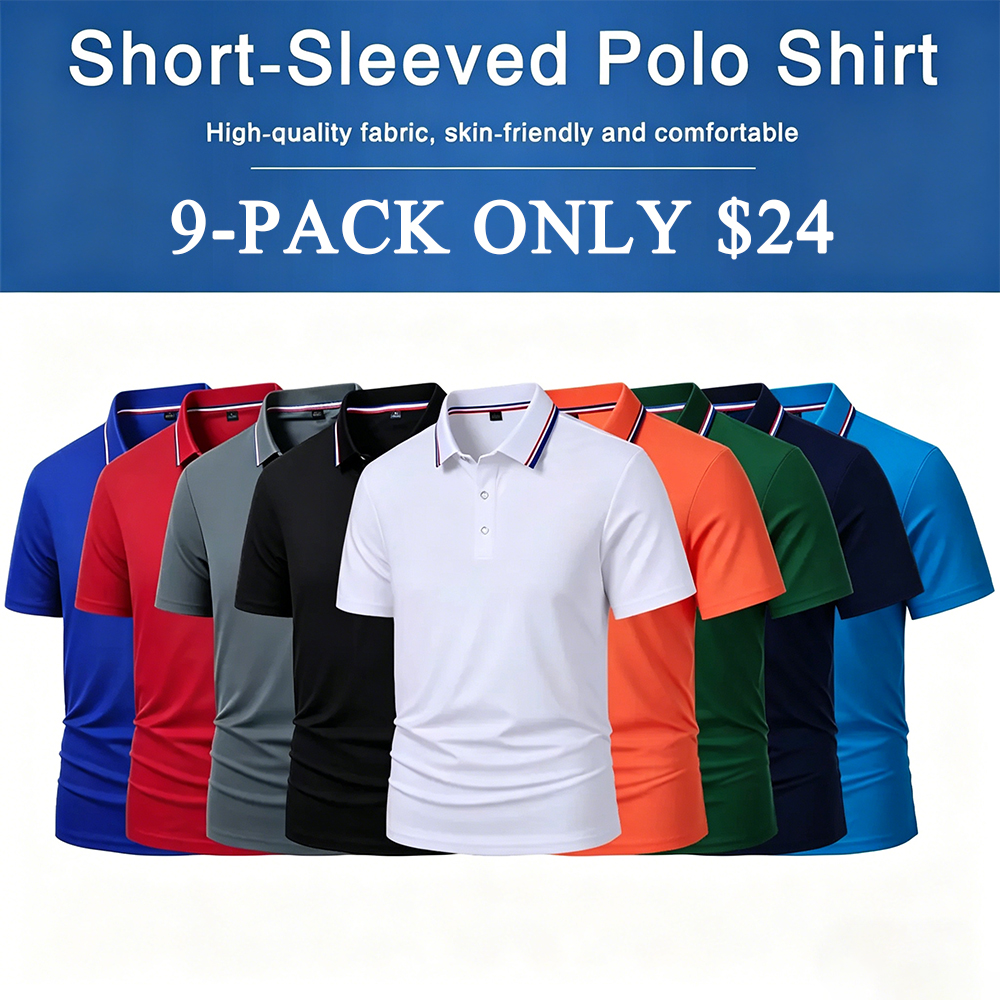 Men's Quick Dry Color Block Striped Polo Shirt⚡