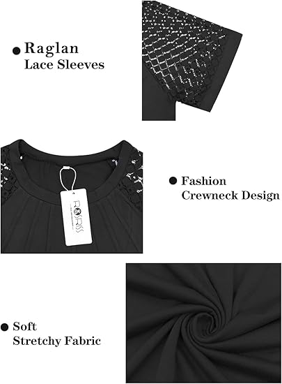 Plus Size Summer Lace Short Sleeve Tunic Top