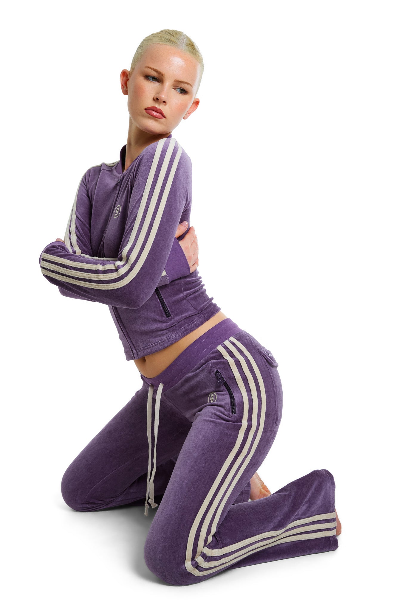 BODY VELOUR TRACK PANTS (PURPLE)
