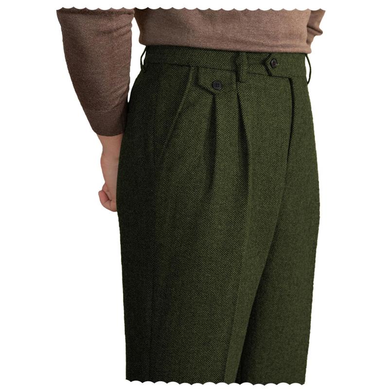🧵 Men’s Retro Herringbone Tweed Dress Pants