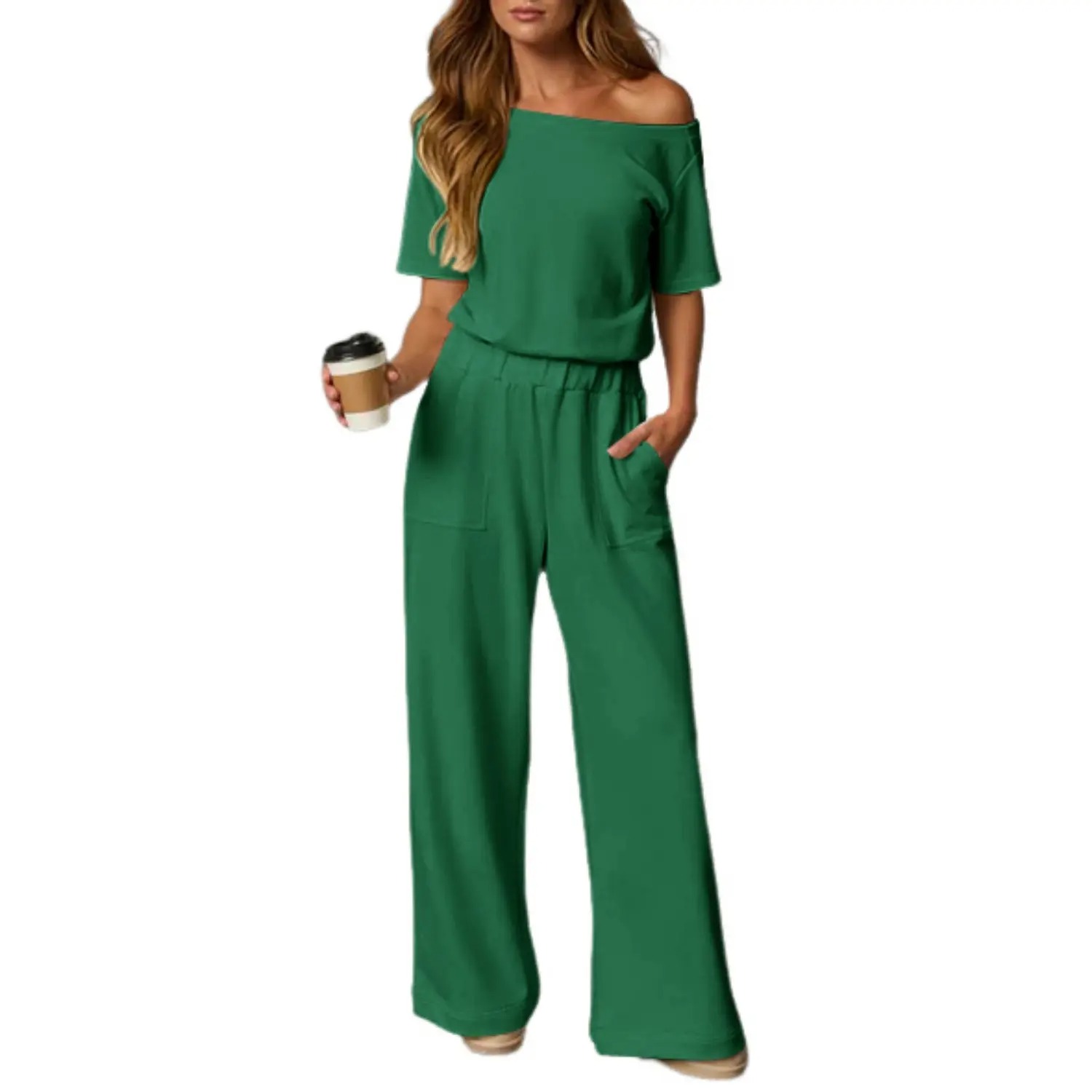 🧼🧼Women's Off-Shoulder Wide Leg Jumpsuit with Back Cutout