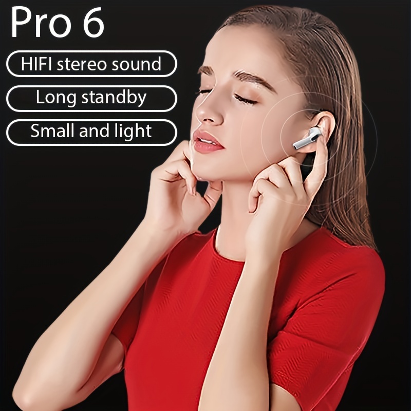 New Pro 6 Tws Waterproof In-Ear Hi-fi Stereo Wireless Earbuds Sports Life Headphones