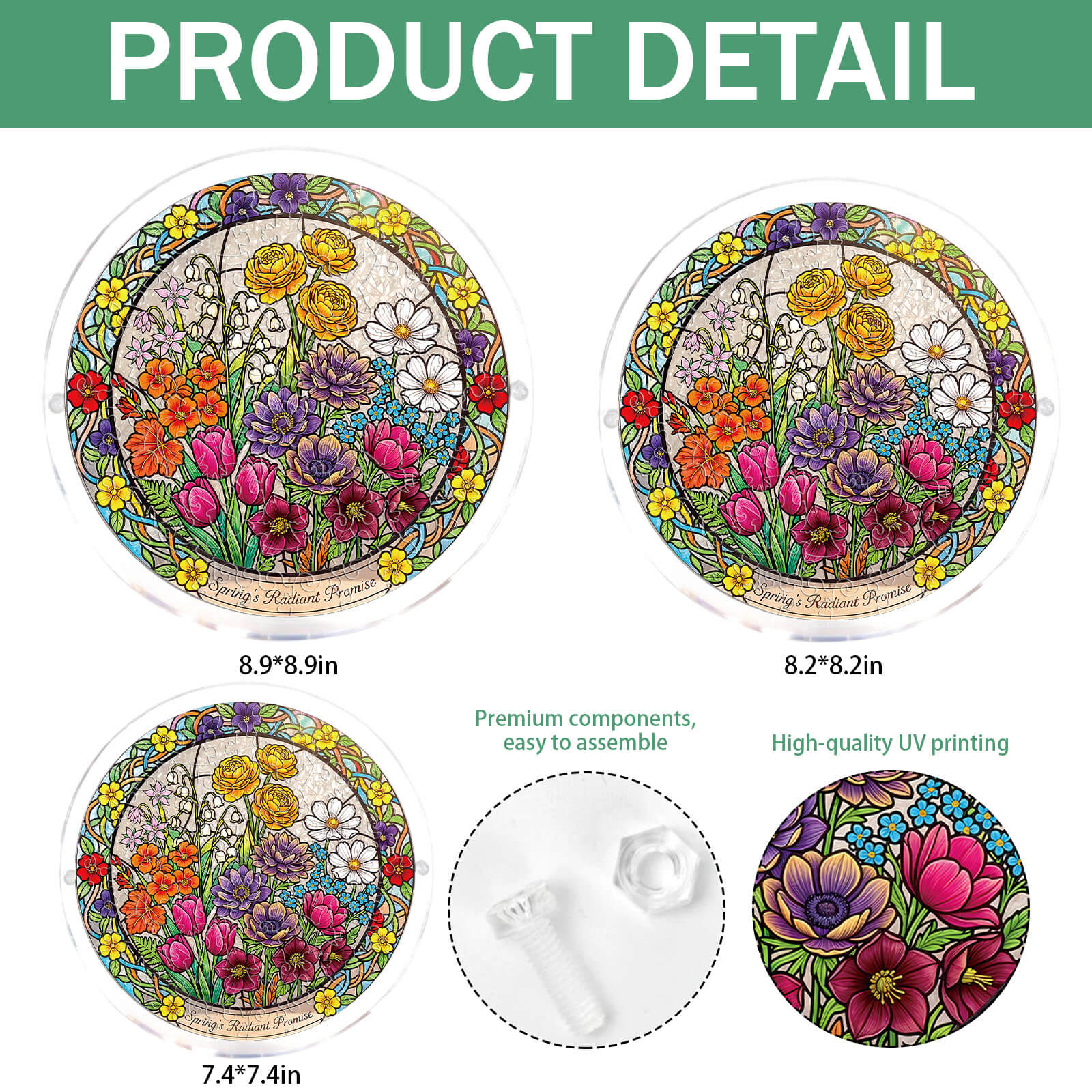 Acrylic Jigsaw Puzzle Suncatcher - Spring Blossoms