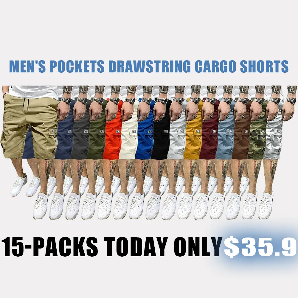 「🛒90%OFF only today」Men's Pockets Drawstring Cargo Shorts