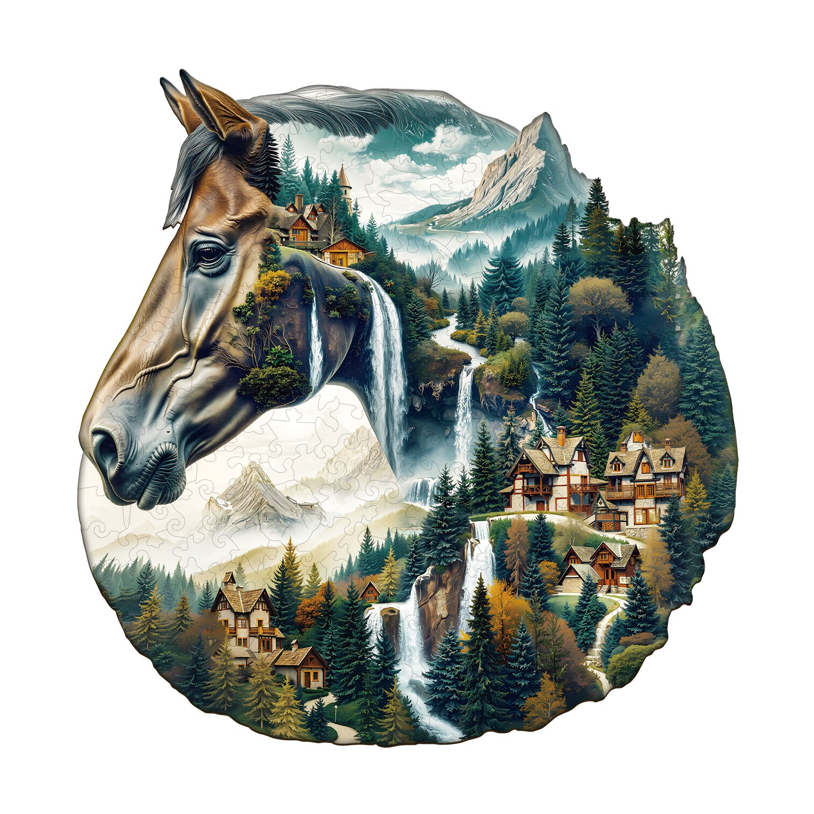 River and Horse Wooden Jigsaw Puzzle