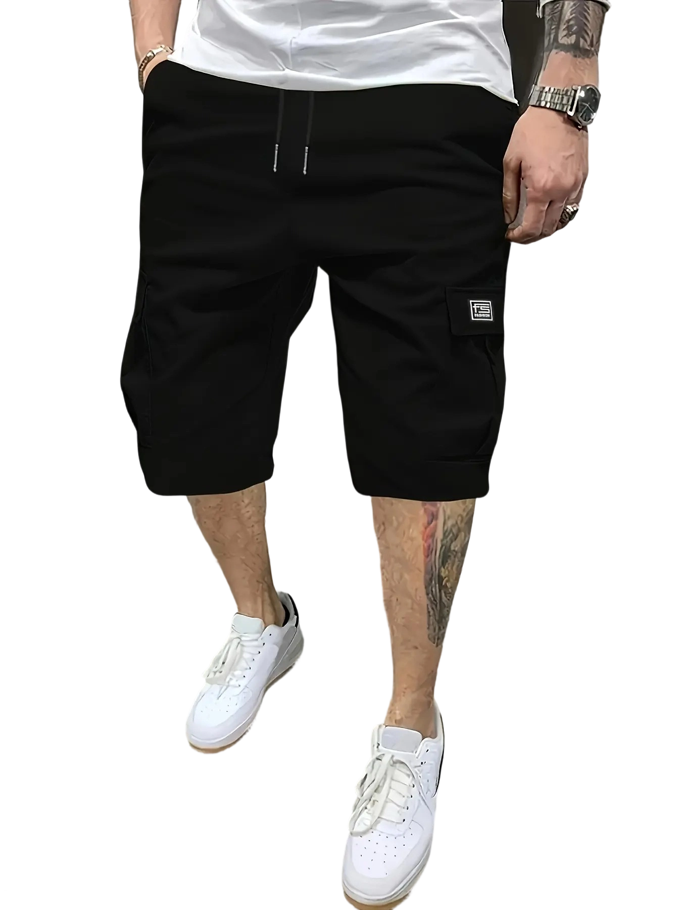 Men's Casual Shorts Set with Slanted Pockets