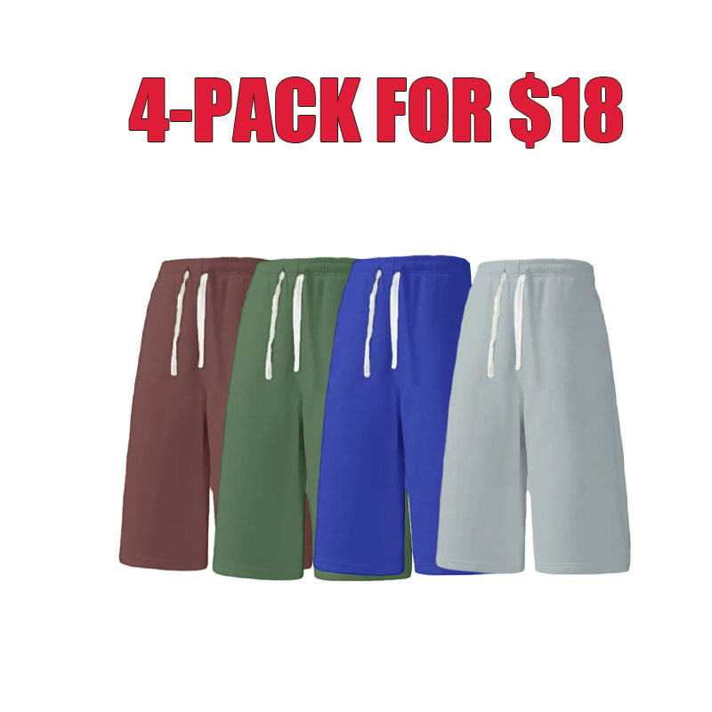 Men’s 3/4 Length Athletic Sweatpants – Loose Fit Drawstring Shorts (4-Pack /8Pack Value Set)