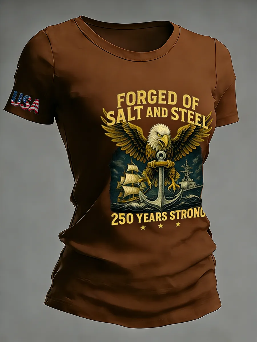 US Navy Patriotic Eagle Anchor 250th Anniversary Short Sleeve Tee