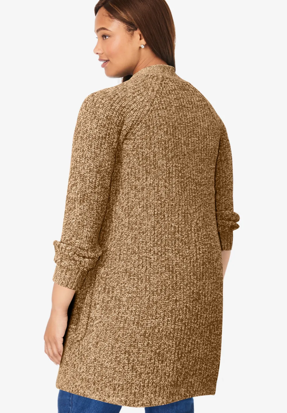 Button-Front Shaker Cardigan