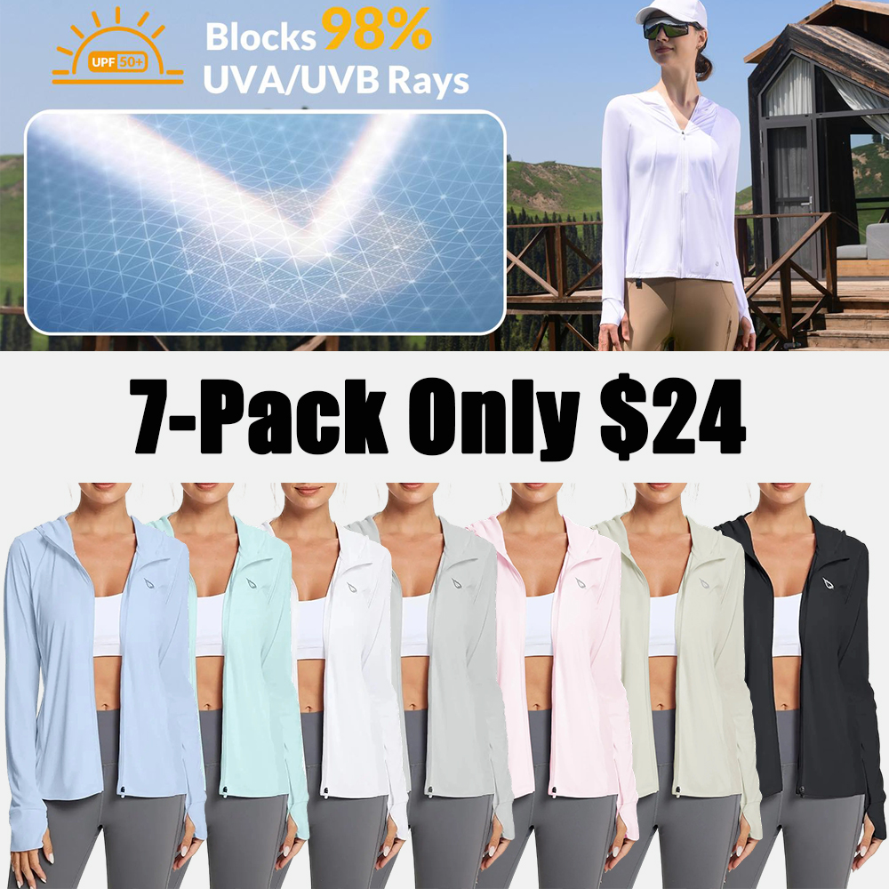 Women's UPF50+ Hoodie Sun Protection Shirts Lightweight Breathable SPF Jacket UV Cooling Long Sleeve Summer Outdoor Hiking Gardening Fishing