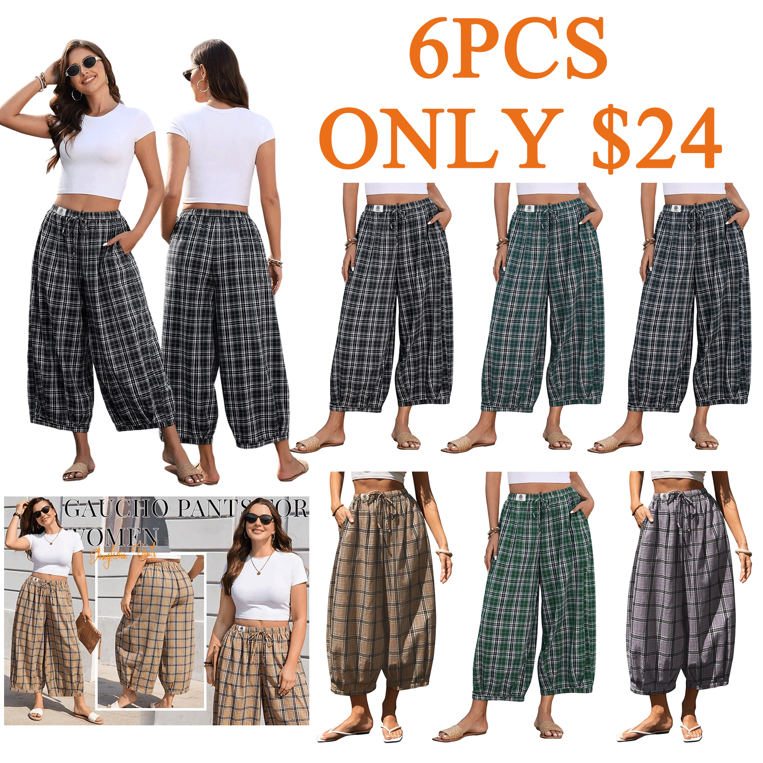 Women's Cotton Linen Wide-Leg Boho Pants with Pockets