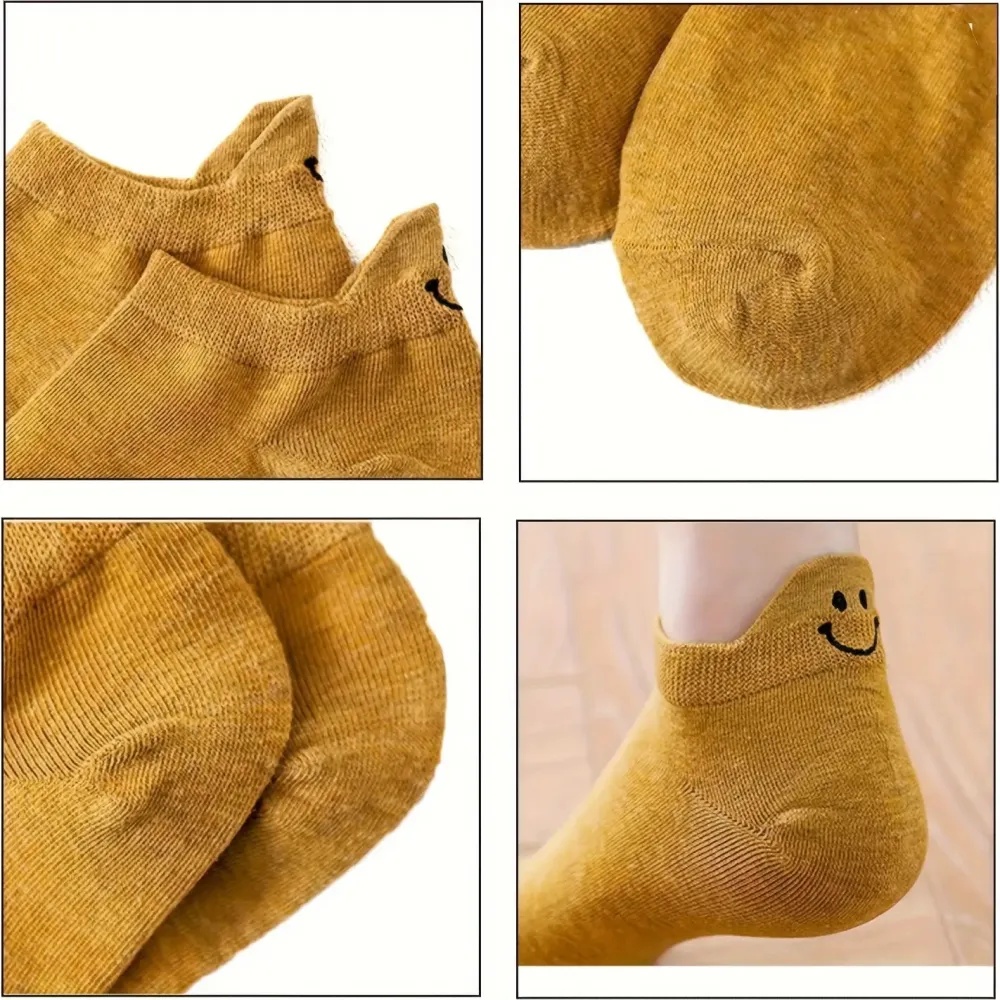 Kawaii Women's Embroidered Ankle Socks 10 Pairs Cotton Ruffled Edge Breathable Soft Stretchy Low Cut Pastel Colors for Casual Lightweight Aesthetic Maternity Bridal Womenswear Outfits Feminine