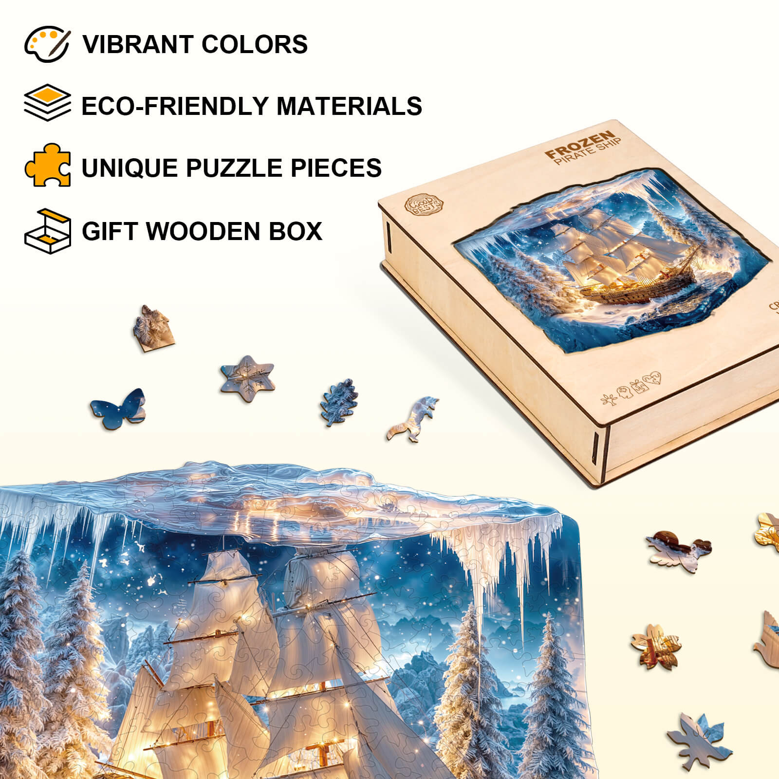 Frozen Pirate Ship Wooden Jigsaw Puzzle