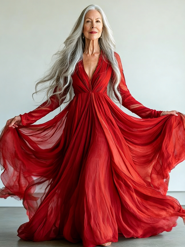 Embroidered Retro Loose Embroidered Printed Contrast Color Dress1019