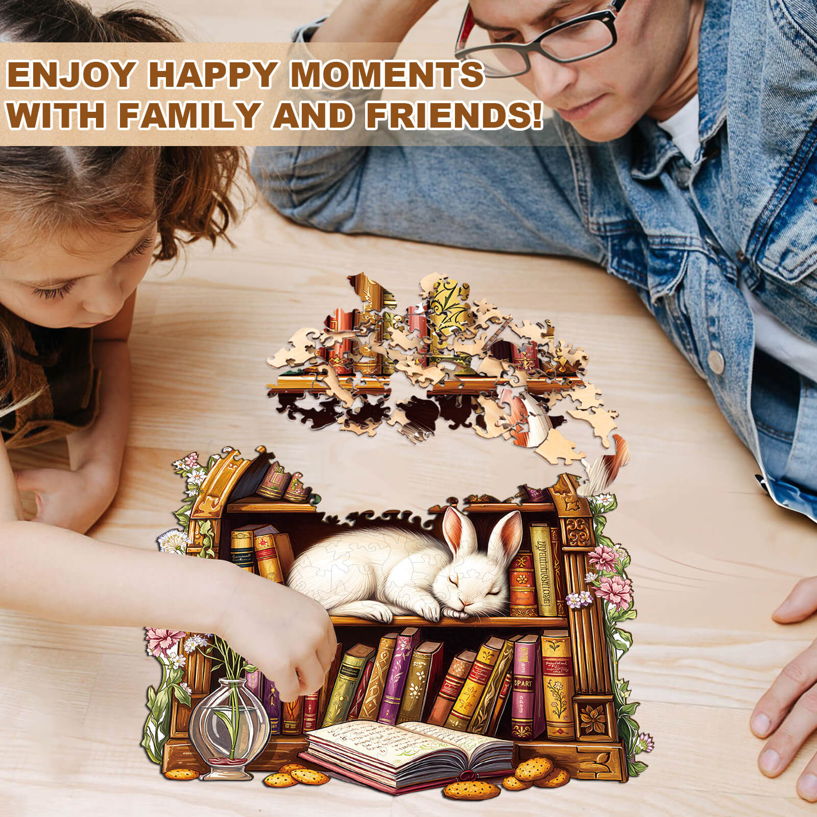 Sleep Library-Rabbit Wooden Jigsaw Puzzle