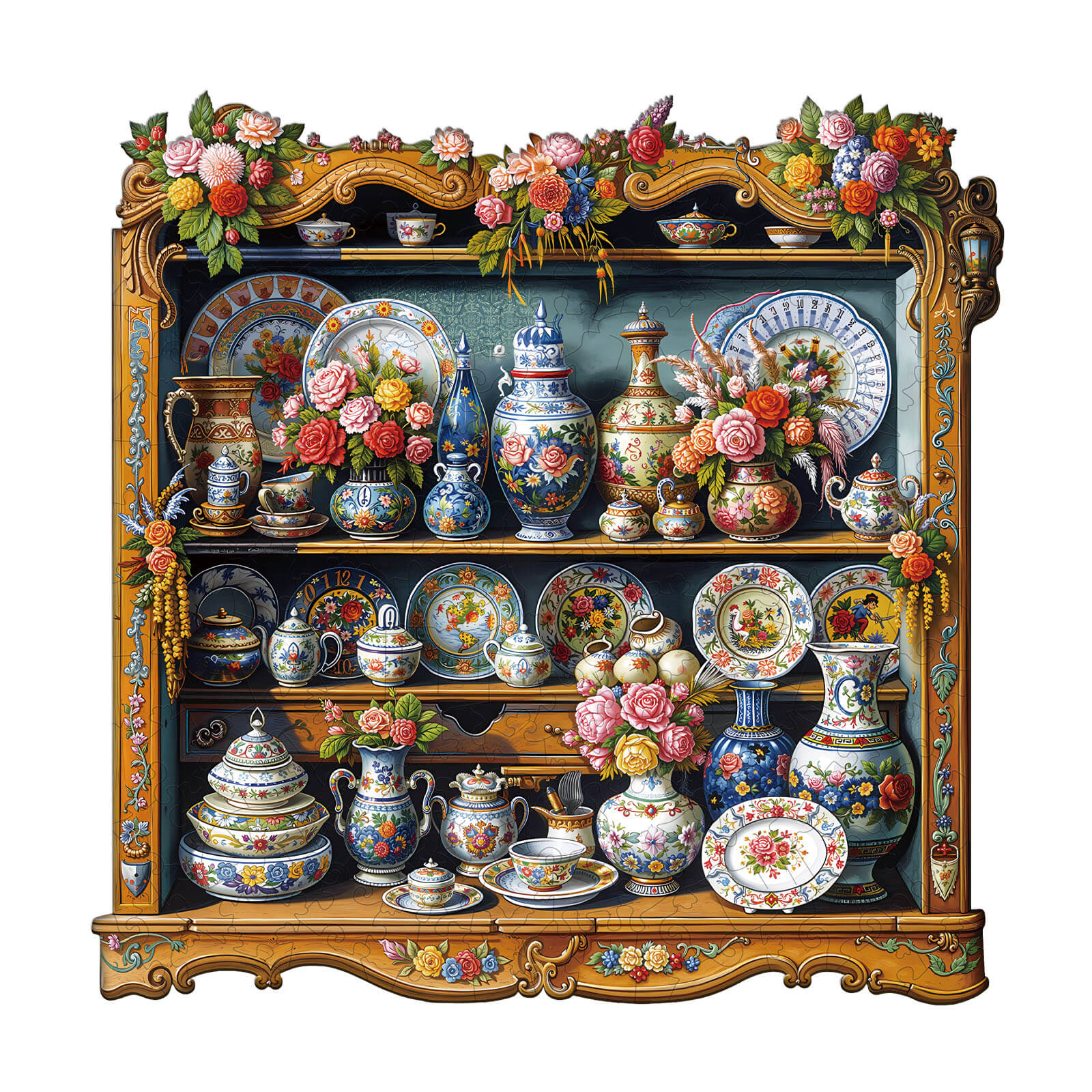 Porcelain Treasures Wooden Jigsaw Puzzle