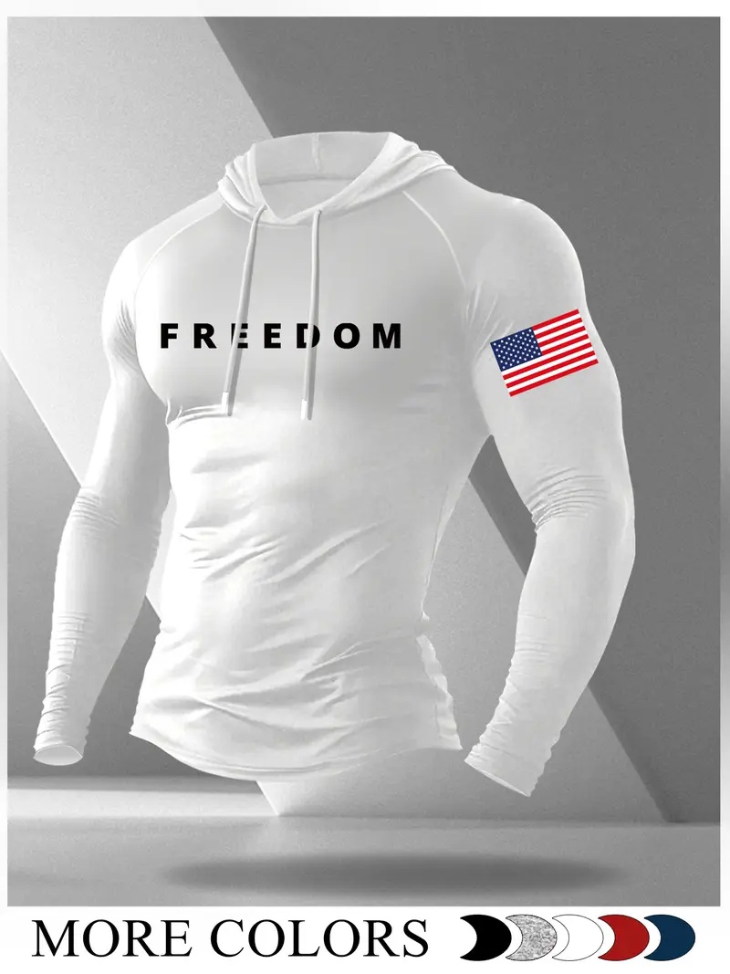 Men's Cartoon Print Long Sleeve Hooded T-Shirt