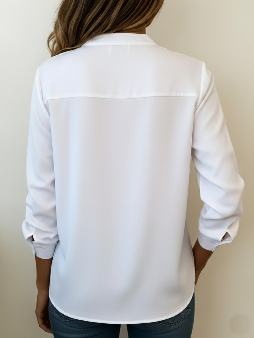 Minimalist V-neck Cotton Shirt Top