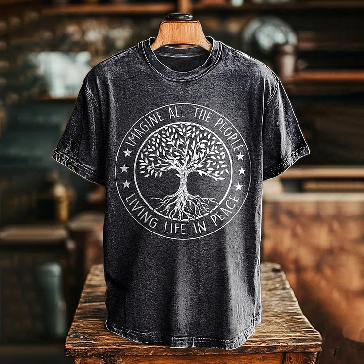 Imagine Peaceful Living For All Graphic Art Print T-shirt