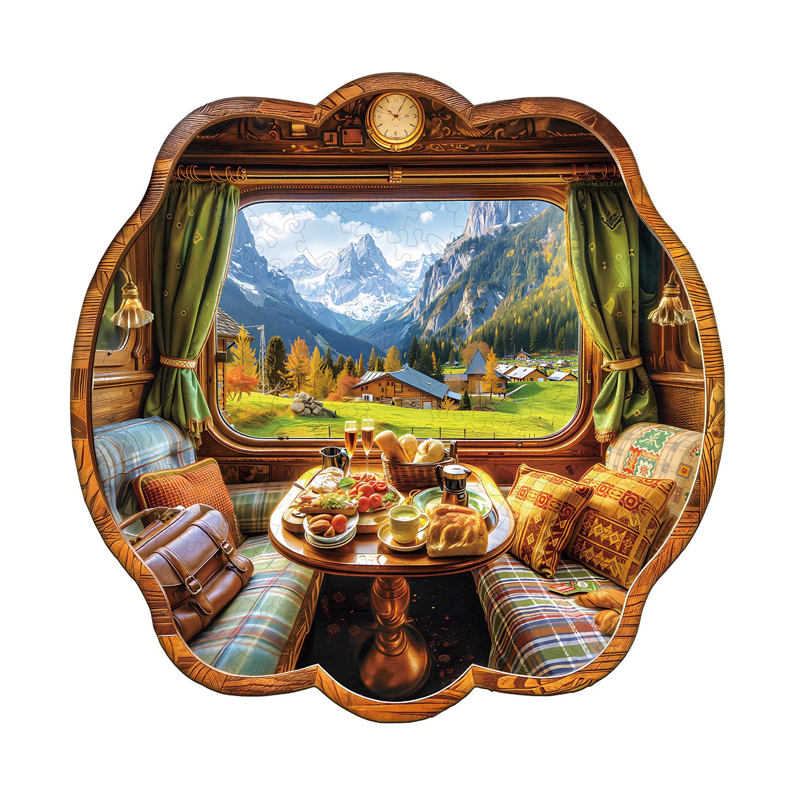 Car window scenery Wooden Jigsaw Puzzle