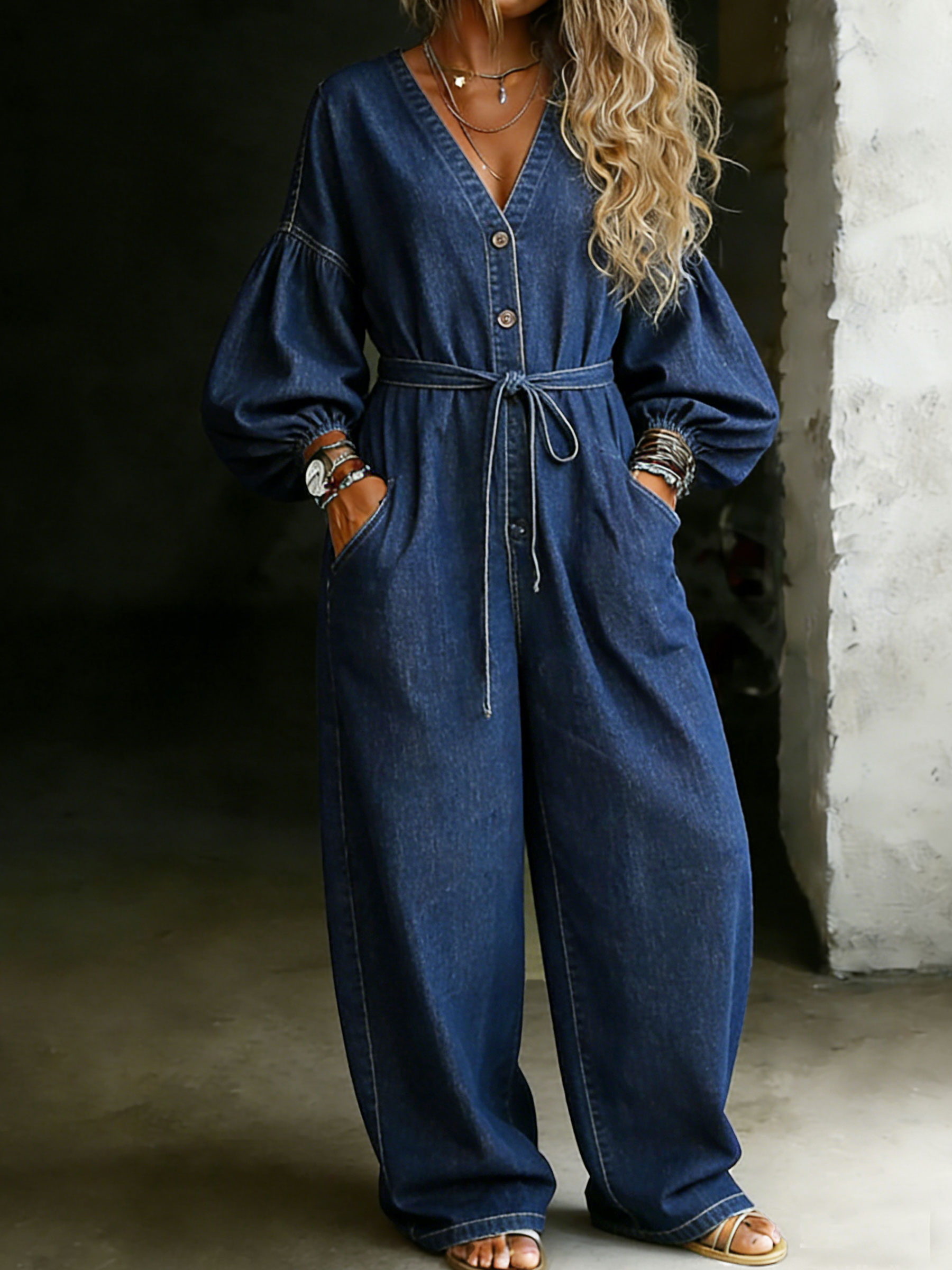 Women’s Cotton One Piece Denim Jumpsuit