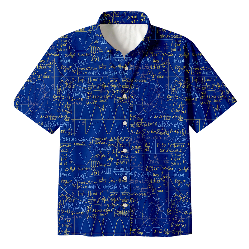 Math Function Curve Button Up Pocket Shirt